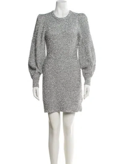 Pre-owned Ronny Kobo Crew Neck Mini Dress In Metallic/silver