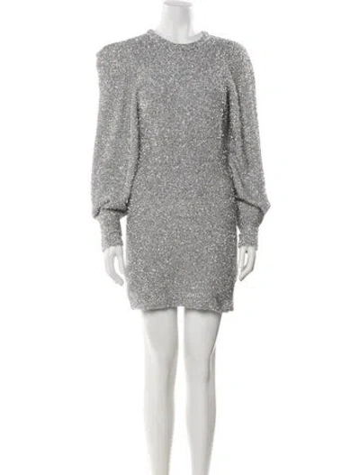 Pre-owned Ronny Kobo Crew Neck Mini Dress In Metallic/silver