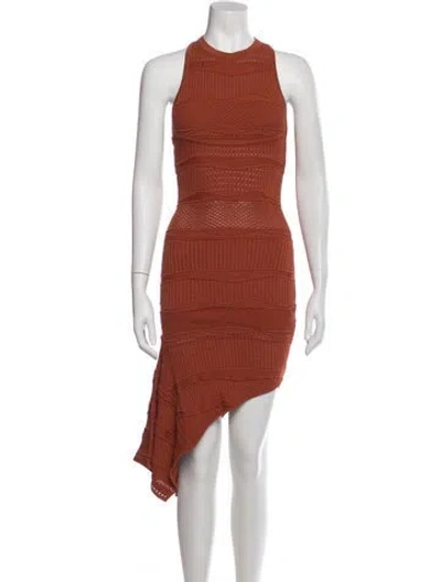 Pre-owned Ronny Kobo Crew Neck Mini Dress In Orange