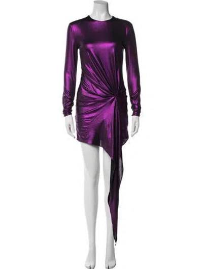 Pre-owned Ronny Kobo Crew Neck Mini Dress In Purple