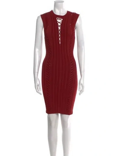 Pre-owned Ronny Kobo Crew Neck Mini Dress In Red