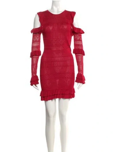 Pre-owned Ronny Kobo Crew Neck Mini Dress In Red