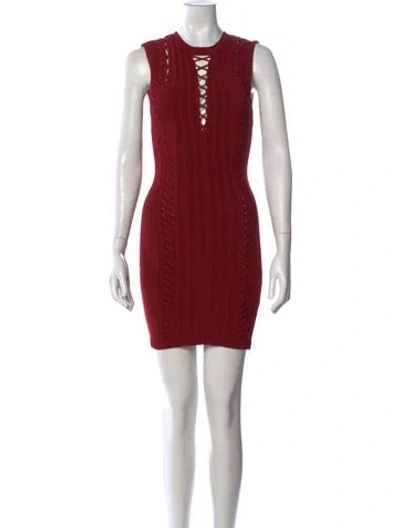 Pre-owned Ronny Kobo Crew Neck Mini Dress In Red