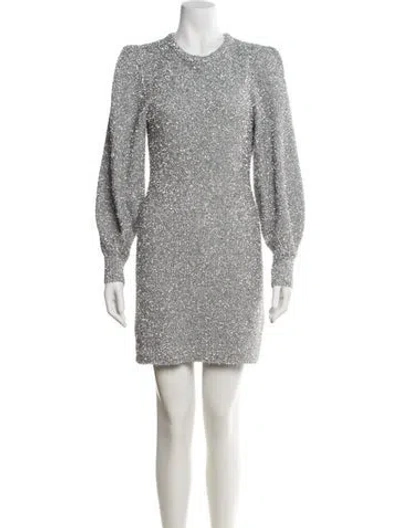 Pre-owned Ronny Kobo Crew Neck Mini Dress In Silver