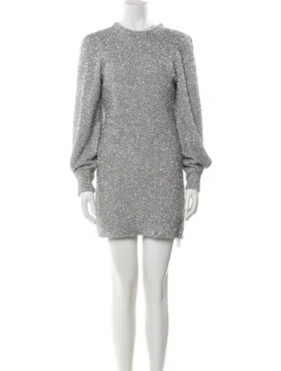 Pre-owned Ronny Kobo Crew Neck Mini Dress In Silver
