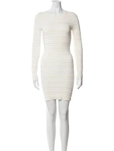 Pre-owned Ronny Kobo Crew Neck Mini Dress In White