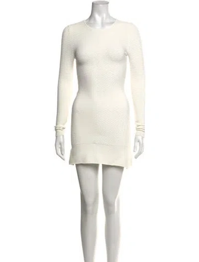 Pre-owned Ronny Kobo Crew Neck Mini Dress In White
