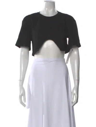 Pre-owned Ronny Kobo Crew Neck Short Sleeve Crop Top In Black