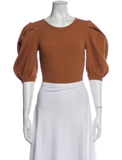 Pre-owned Ronny Kobo Crew Neck Short Sleeve Top In Brown