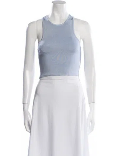 Pre-owned Ronny Kobo Crew Neck Sleeveless Crop Top In Blue