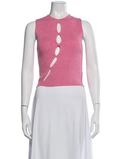 Pre-owned Ronny Kobo Crew Neck Sleeveless Crop Top In Pink