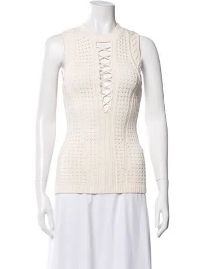 Pre-owned Ronny Kobo Crew Neck Sleeveless Top In Neutral