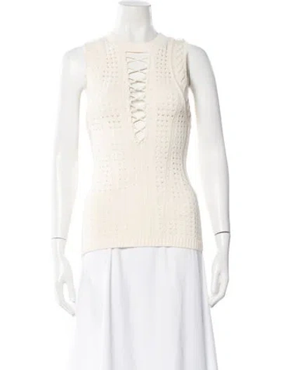 Pre-owned Ronny Kobo Crew Neck Sweater In White