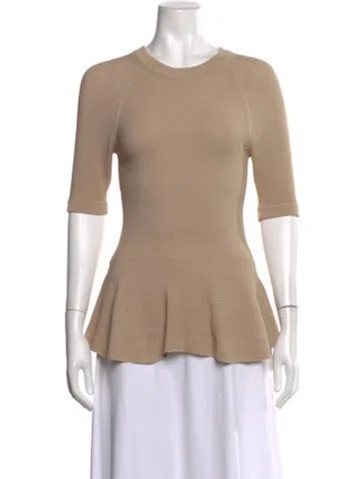 Pre-owned Ronny Kobo Crew Neck Three-quarter Sleeve Top In Neutrals
