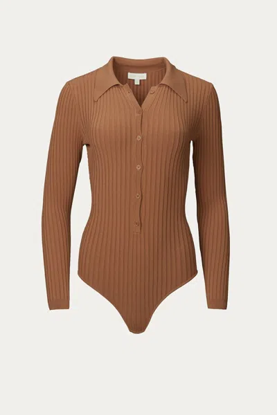Ronny Kobo Cyndie Bodysuit In Cognac In Brown