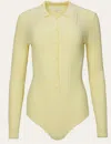 Ronny Kobo Cyndie Knit Bodysuit In Pale Yellow In Multi