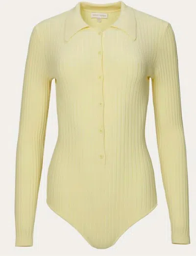 Ronny Kobo Cyndie Knit Bodysuit In Pale Yellow