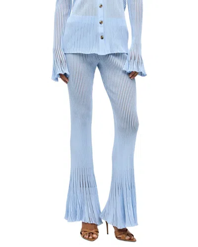 Ronny Kobo Dallas Sheer Rib Knit Pants In Blue