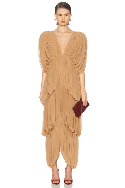Ronny Kobo Damier Dress In Brown