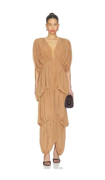 Ronny Kobo Damier Dress In Brown