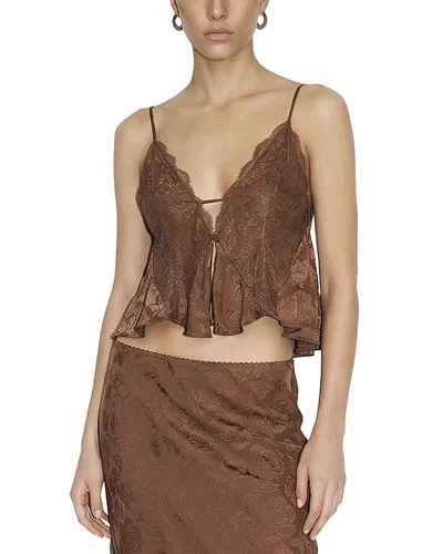 Ronny Kobo Danielle Cropped Lace Top In Brown