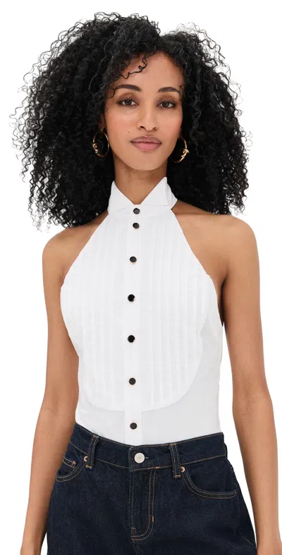 Ronny Kobo Delilah Halter Bodysuit In White