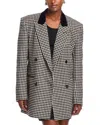 Ronny Kobo Doe Checkered Blazer In Black/ivory