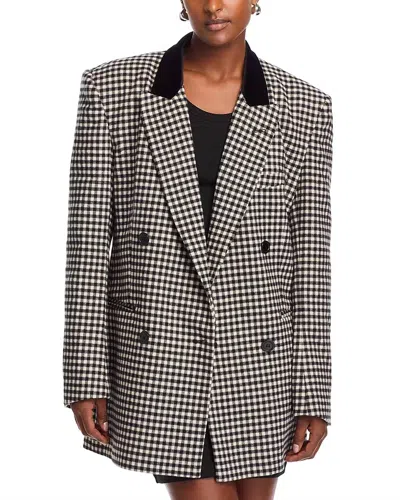 Ronny Kobo Doe Checkered Blazer In Black/ivory