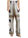 Ronny Kobo Dora Satin Straight Leg Pants In Multi Scarf In Multi
