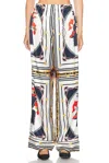 Ronny Kobo Dora Satin Straight Leg Pants In Multi Scarf In Multi Scarf