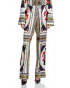 Ronny Kobo Dora Satin Straight Leg Pants In Multi Scarf In Multi Scarlet