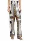 Ronny Kobo Dora Satin Straight Leg Pants In Multi Scarf In Multi
