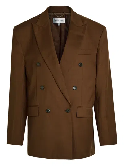 Ronny Kobo 1988 Double-breasted Twill Blazer In Burgundy