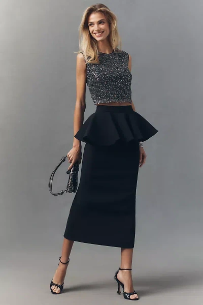 Ronny Kobo Eden Peplum Column Skirt In Blue