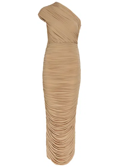 Ronny Kobo Emina Ruched Stretch-jersey Maxi Dress In Brown