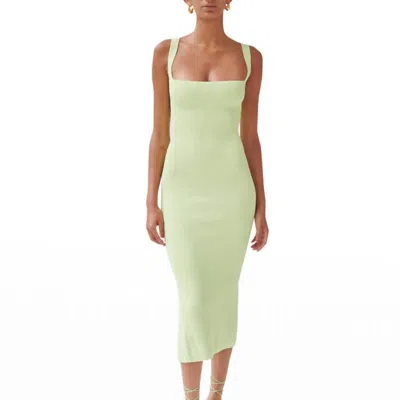 Ronny Kobo Etia Midi Knit Dress In Butterfly Green In Yellow
