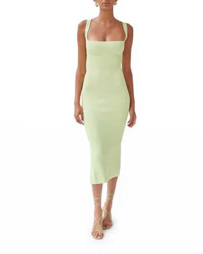 Ronny Kobo Etia Midi Knit Dress In Butterfly Green In Multi