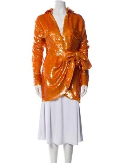 Pre-owned Ronny Kobo Faux Fur Coat In Orange