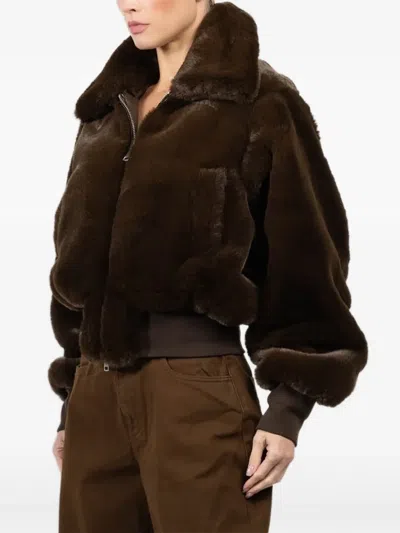 Ronny Kobo Faux-fur Jacket In Brown