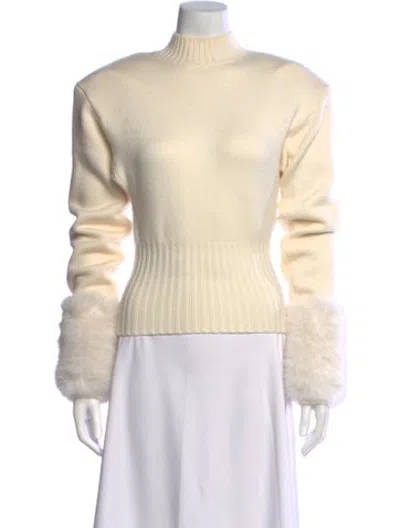 Pre-owned Ronny Kobo Faux Fur Mock Neck Sweater In Neutrals