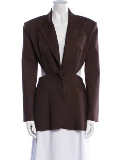 Pre-owned Ronny Kobo Faux Leather Blazer In Brown