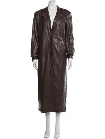 Pre-owned Ronny Kobo Faux Leather Coat In Brown
