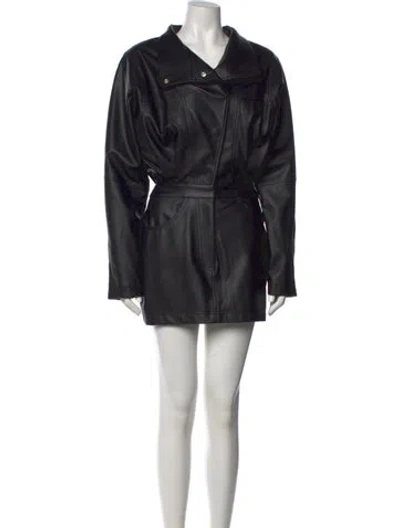 Pre-owned Ronny Kobo Faux Leather Mini Dress In Black