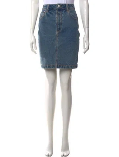 Pre-owned Ronny Kobo Faux Leather Mini Skirt In Blue