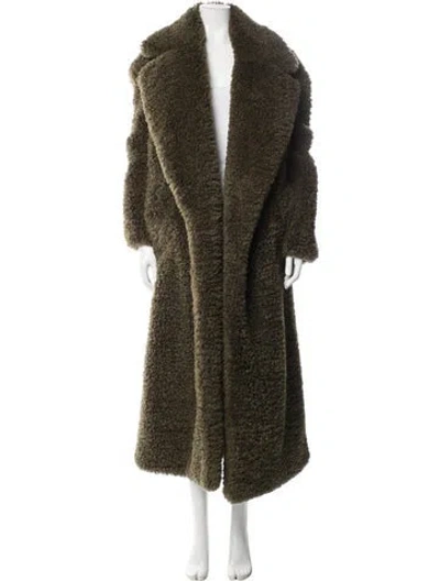Pre-owned Ronny Kobo Faux Shearling Faux Fur Coat In Green