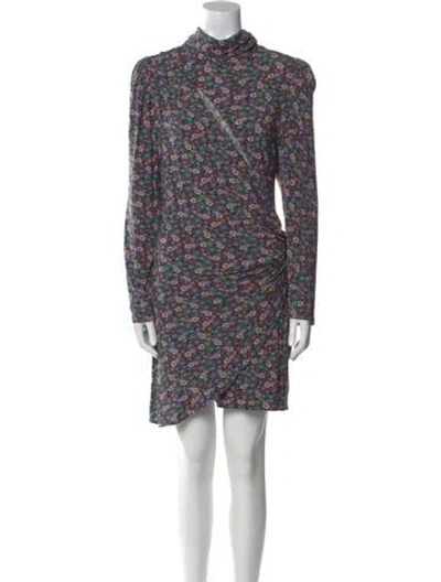Pre-owned Ronny Kobo Floral Print Knee-length Dress In Black