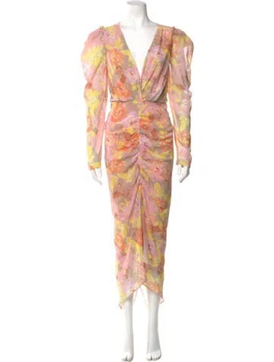 Pre-owned Ronny Kobo Floral Print Long Dress In Neutral