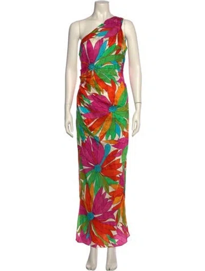 Pre-owned Ronny Kobo Floral Print Long Dress W/ Tags In Pink