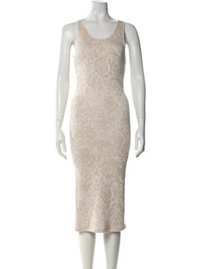 Pre-owned Ronny Kobo Floral Print Midi Length Dress In Neutral