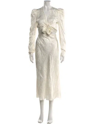 Pre-owned Ronny Kobo Floral Print Midi Length Dress In Neutral